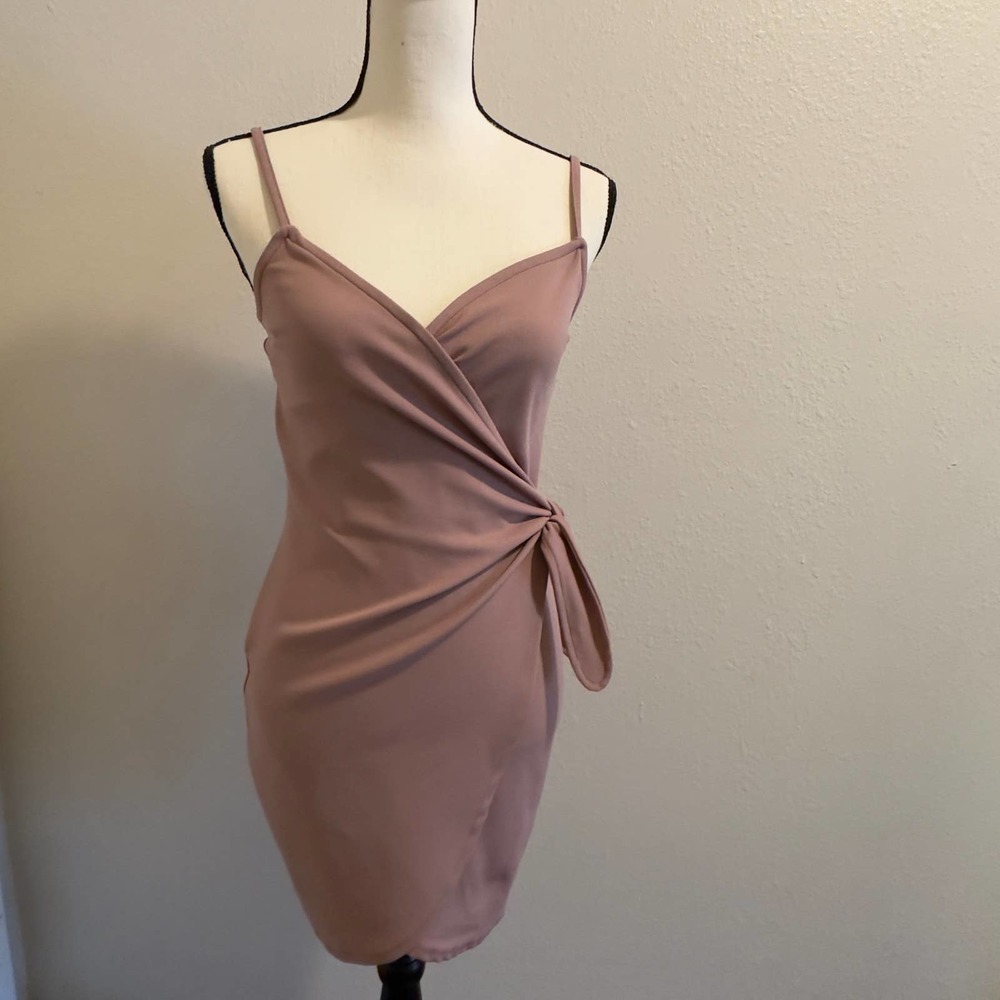 MindCode Mauve Spaghetti Strap Mini wrap dress Women Medium